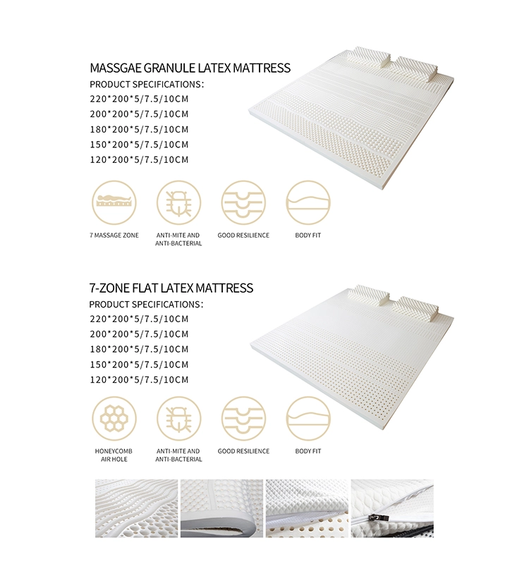 King Size 7 Zone Flat Latex Mattress